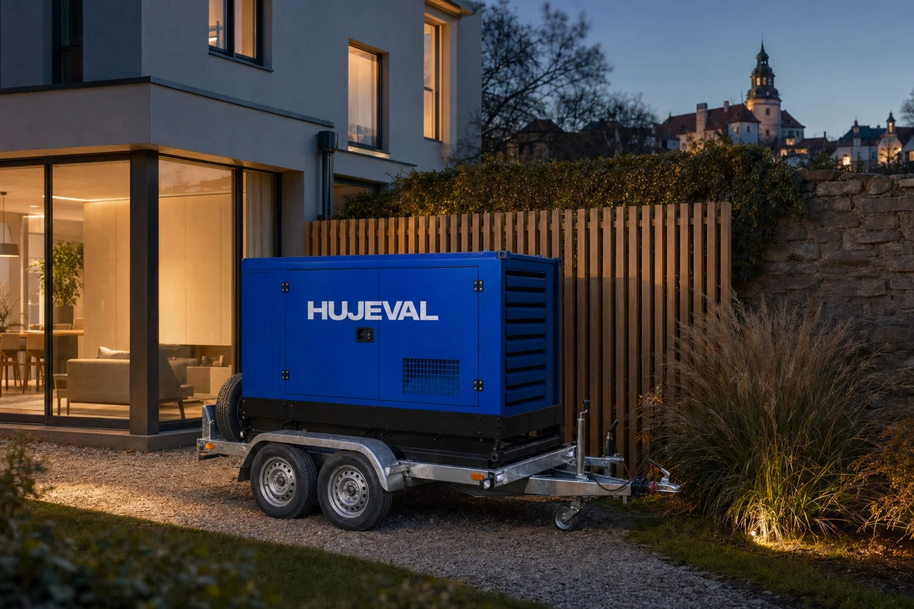 Mobilní elektrocentrála Hujeval v praxi — detail